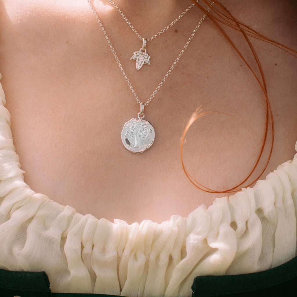Earth Element - Celtic Tree Coin Talisman Necklace