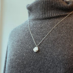 Silver Double Scallop Shell Necklace with Freshwater Pearl