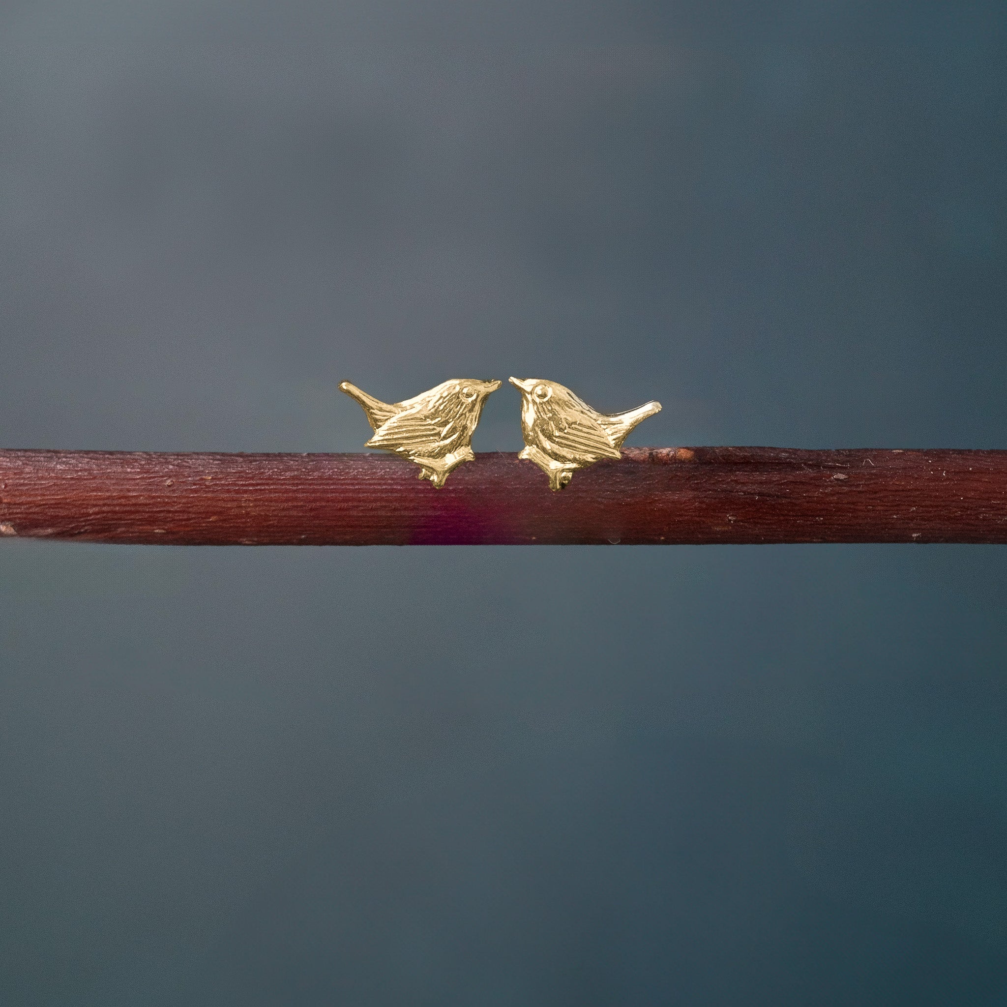 Gold Wren Stud Earrings