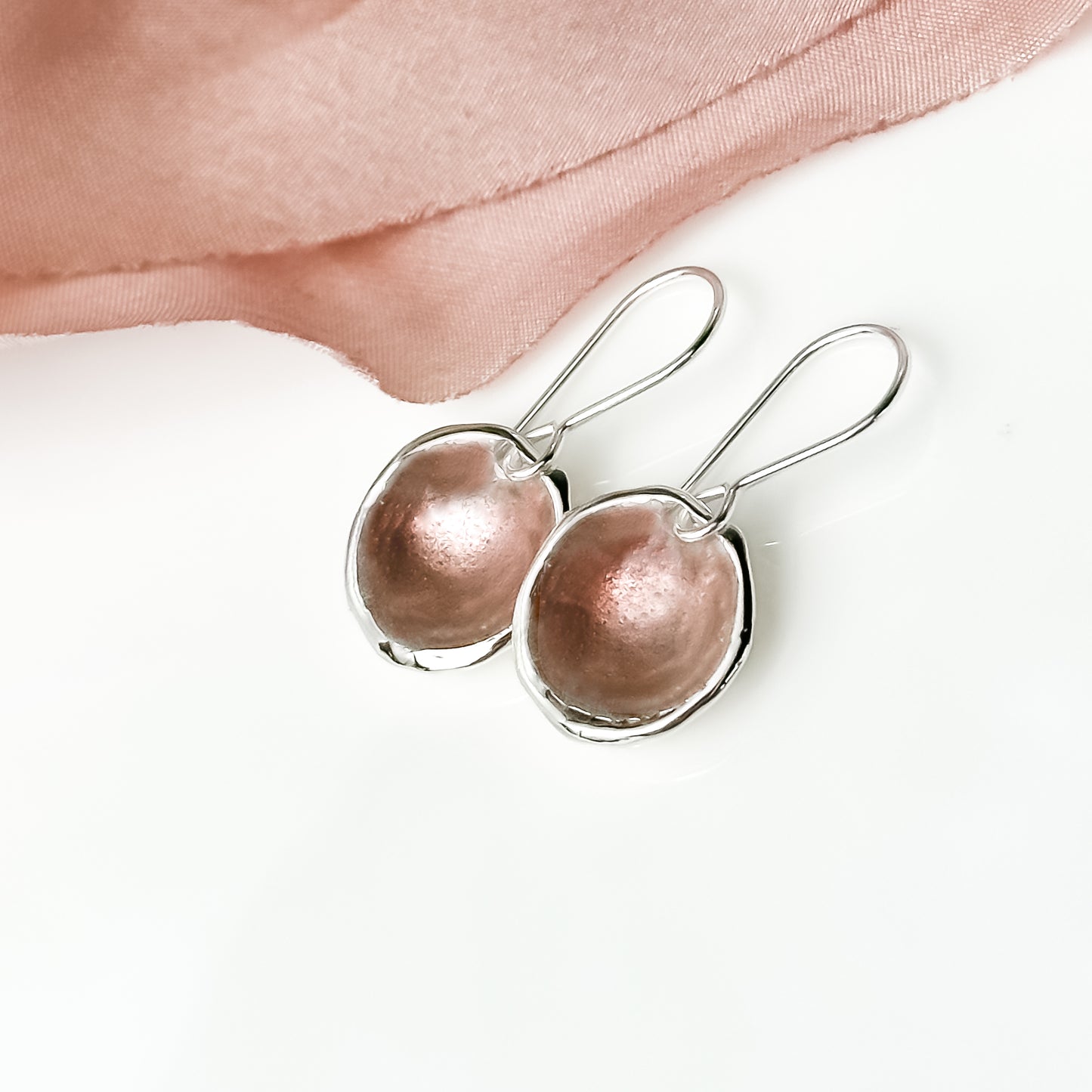 'Blossom' Pink Silver Droplet Dangle Earrings
