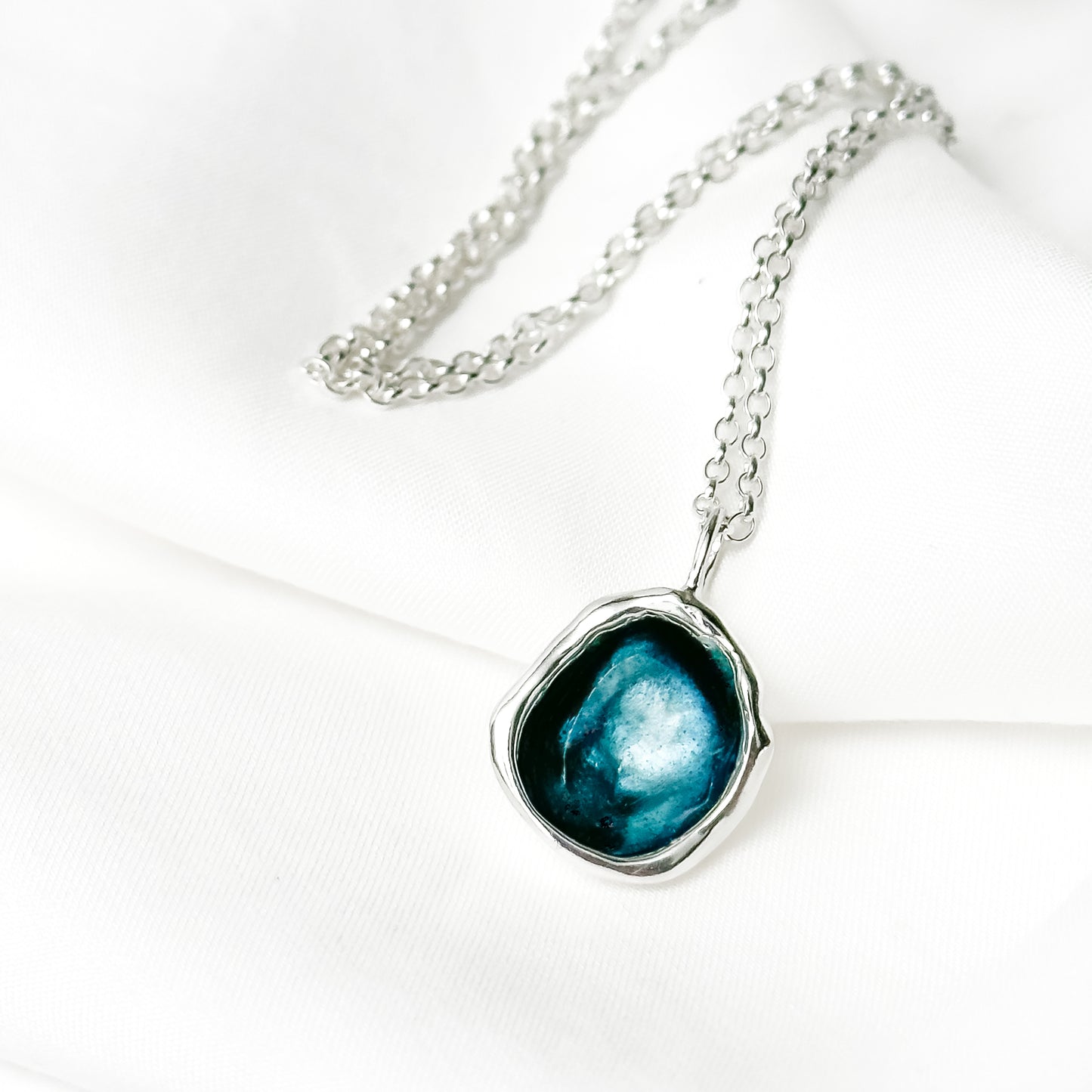 Sterling Silver 'Sea Storm' Blue Grey Droplet Necklace
