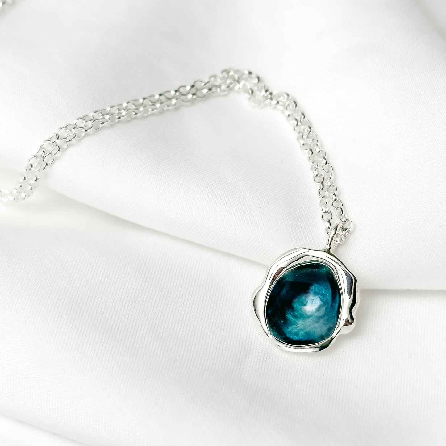 Sterling Silver 'Sea Storm' Blue Grey Droplet Necklace