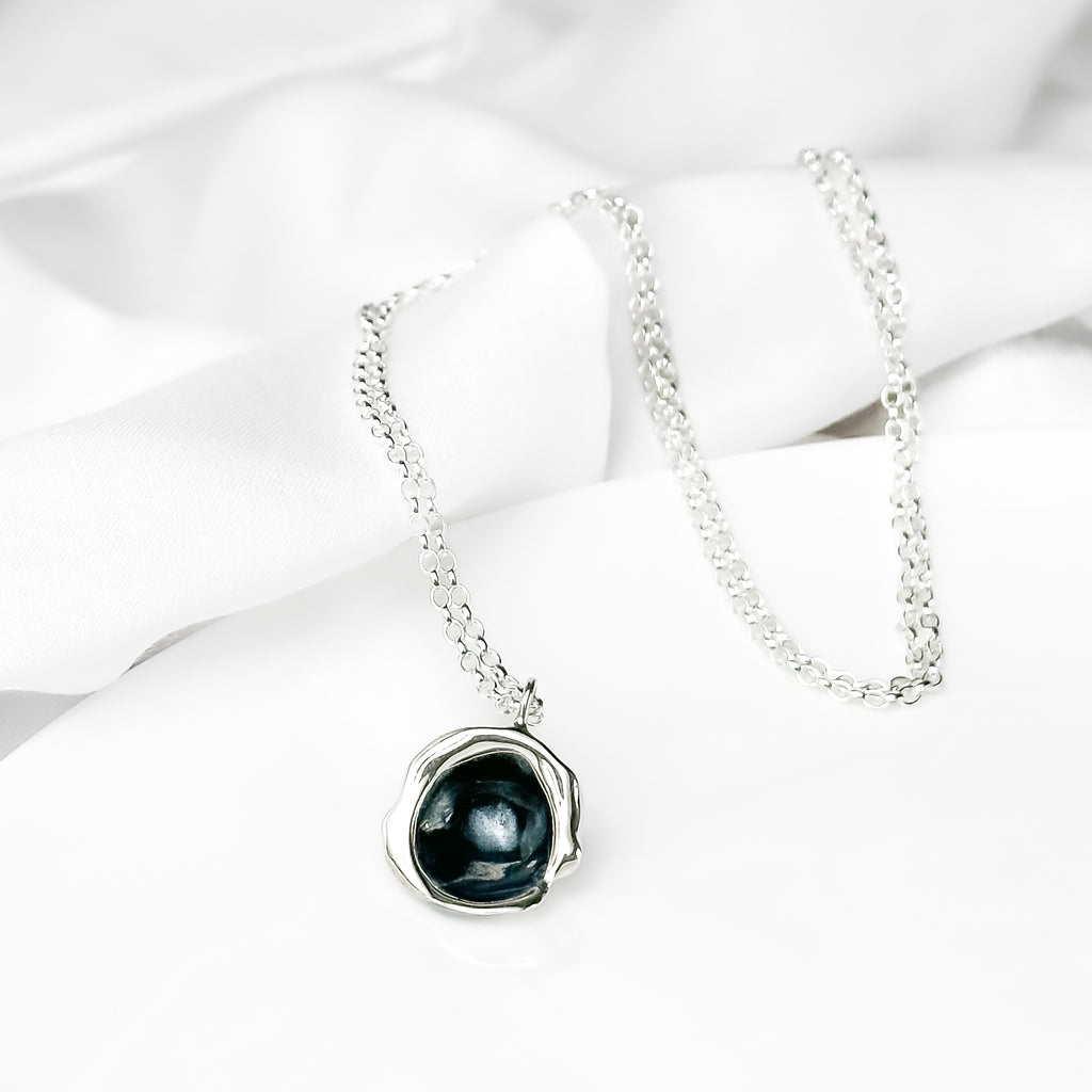 'Slate' Grey Sterling Silver Droplet Necklace