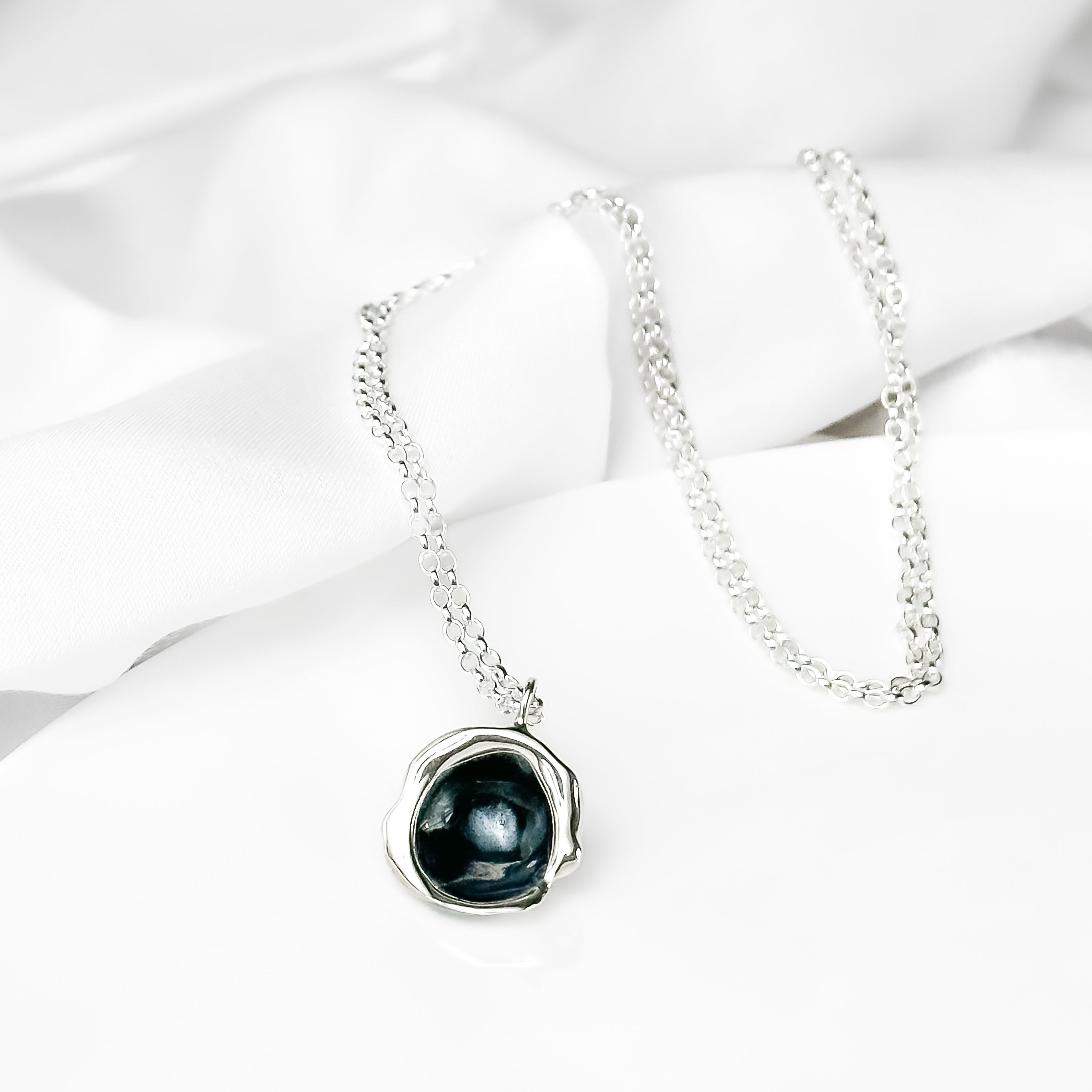 'Slate' Grey Sterling Silver Droplet Necklace