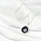 Blackberry Purple Enamel Sterling Silver Droplet Necklace