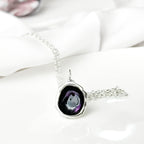 Blackberry Purple Enamel Sterling Silver Droplet Necklace