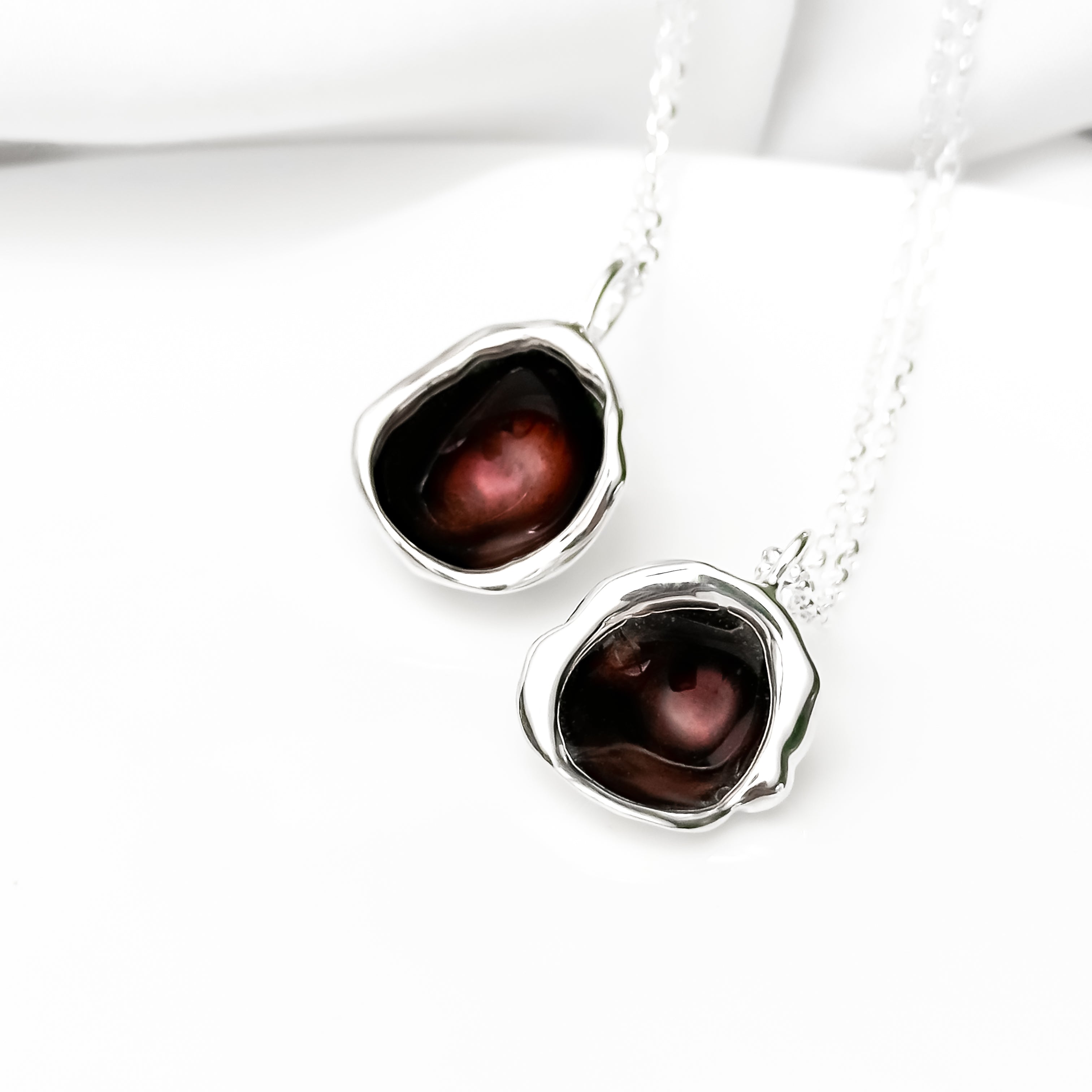 'Autumn Moors' Burgundy Droplet Sterling Silver Necklace