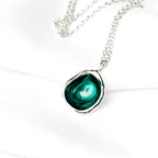 Sterling Silver 'Lost Forest' Green Enamel Droplet Necklace