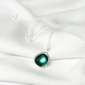 Sterling Silver 'Lost Forest' Green Enamel Droplet Necklace