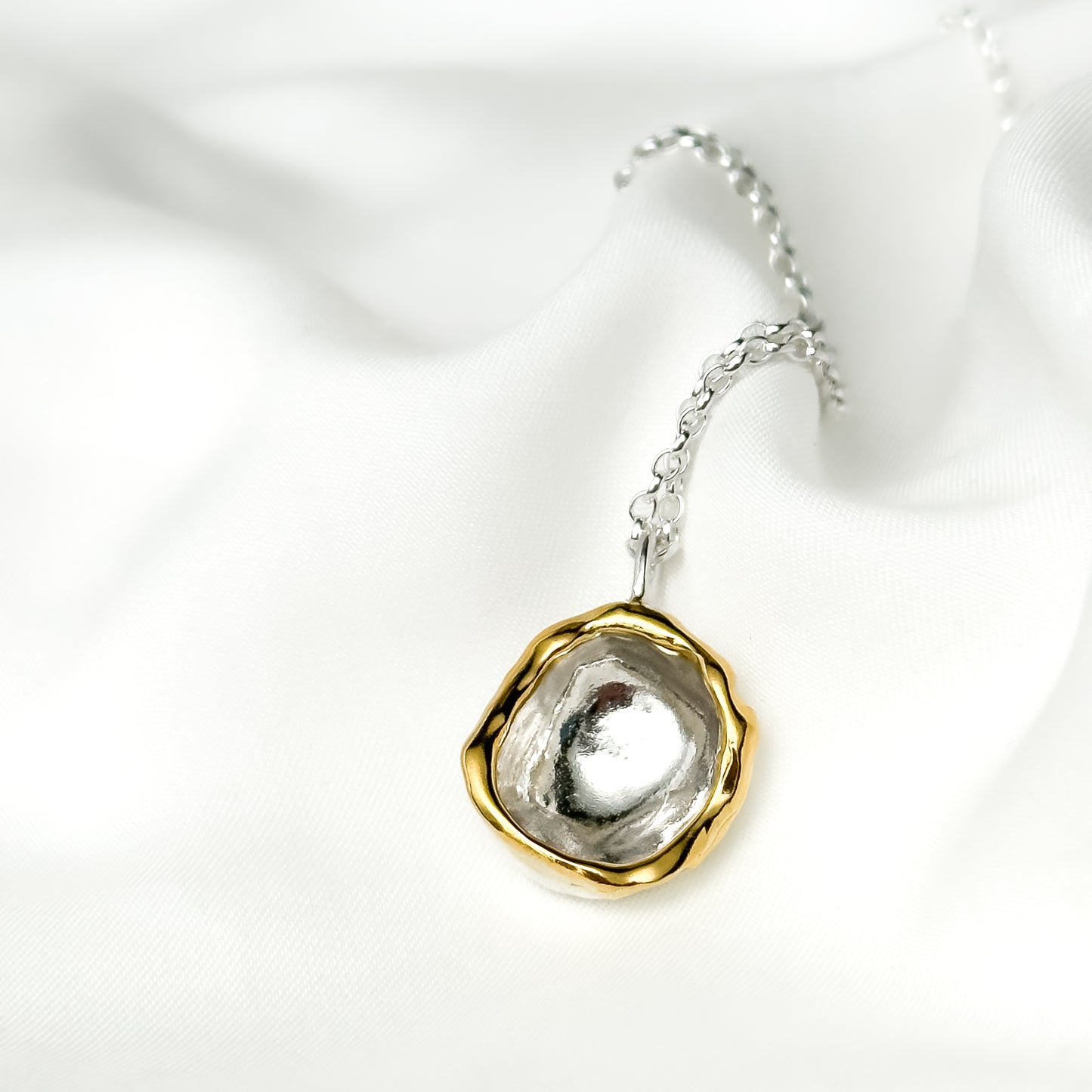 Silver and Gold Water Droplet Necklace