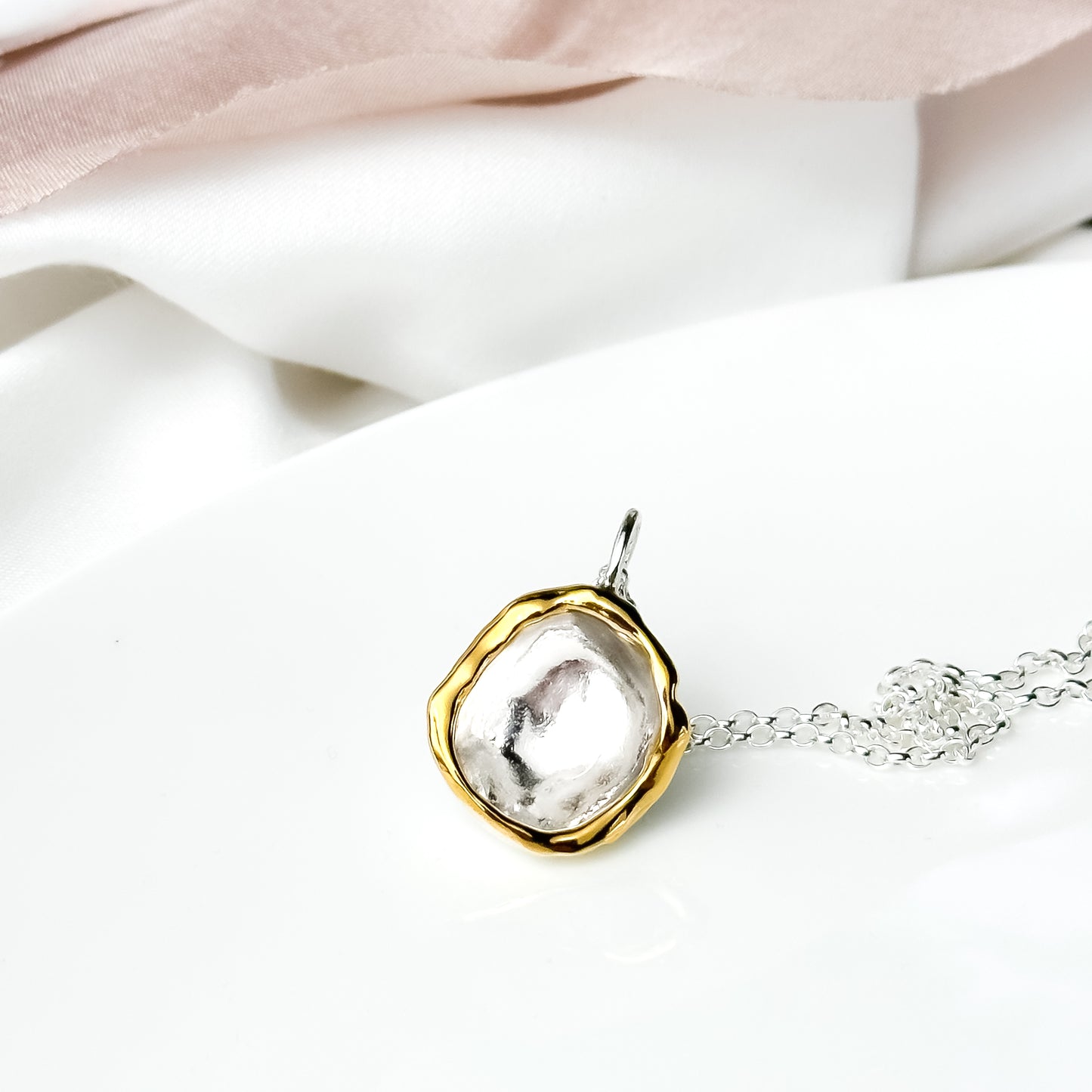 Silver and Gold Water Droplet Necklace