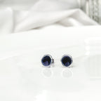 'Blackberry' Purple Enamel Silver Droplet Stud Earrings