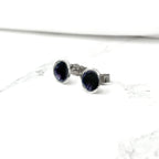 'Blackberry' Purple Enamel Silver Droplet Stud Earrings