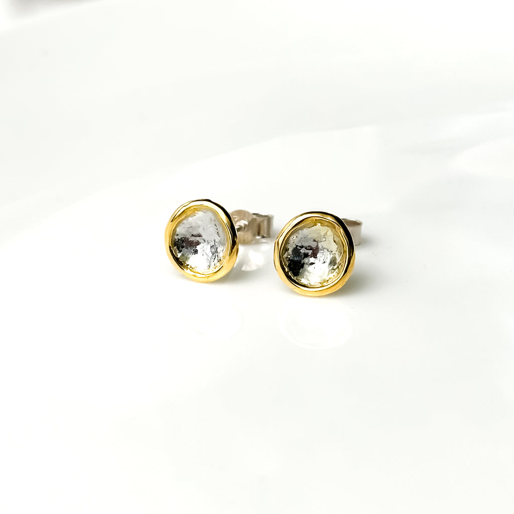 Silver and Gold Droplet Stud Earrings