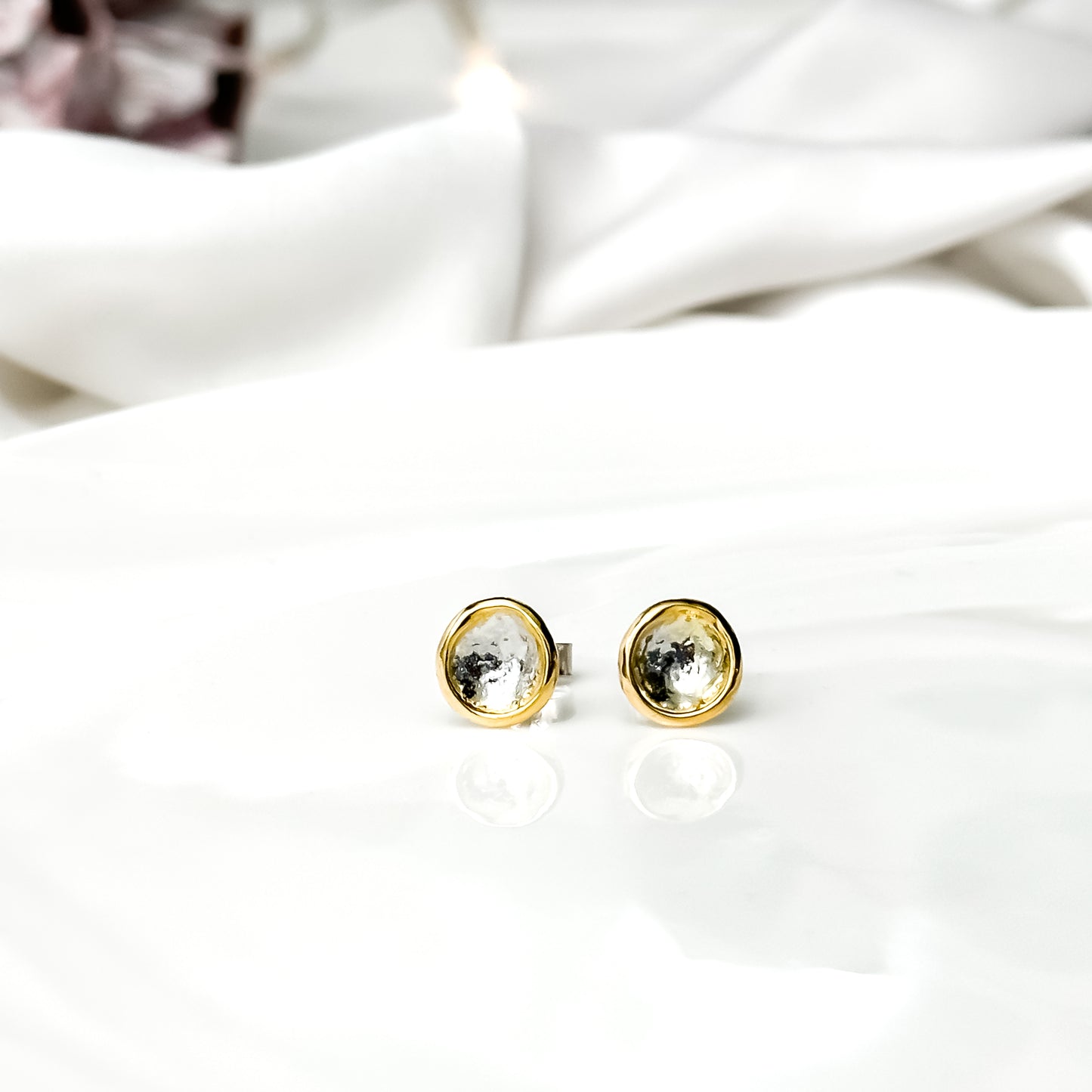 Silver and Gold Droplet Stud Earrings