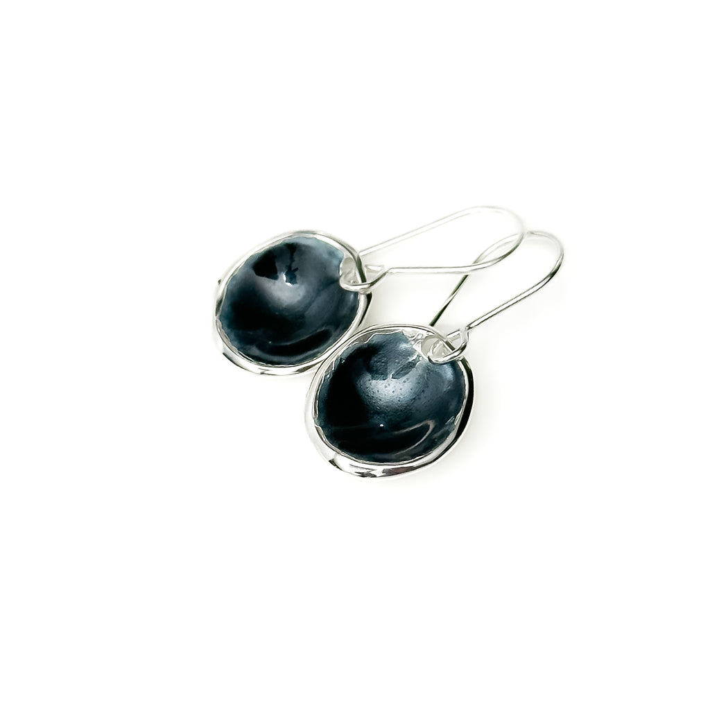 'Slate' Grey Silver Droplet Dangle Earrings