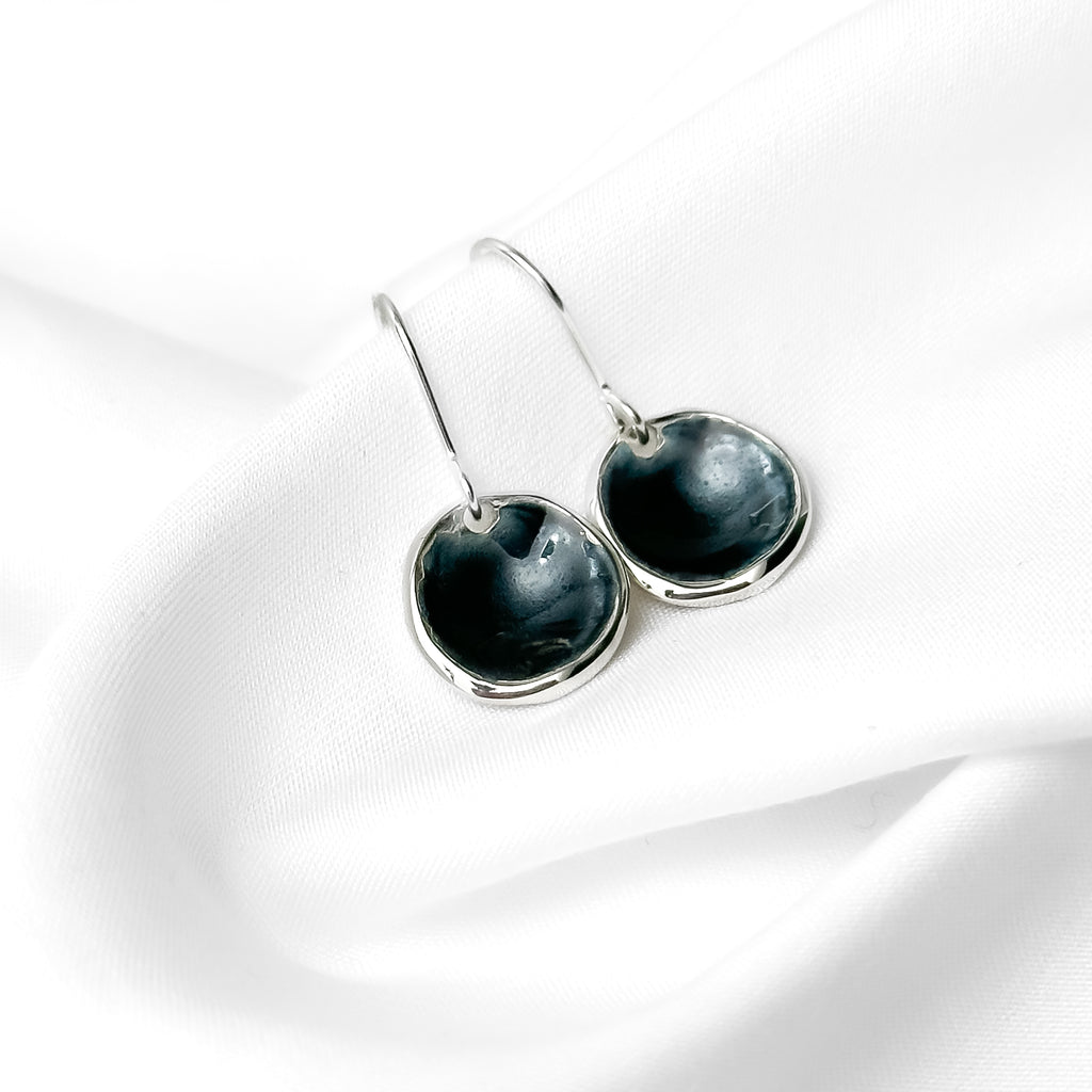 'Slate' Grey Silver Droplet Dangle Earrings