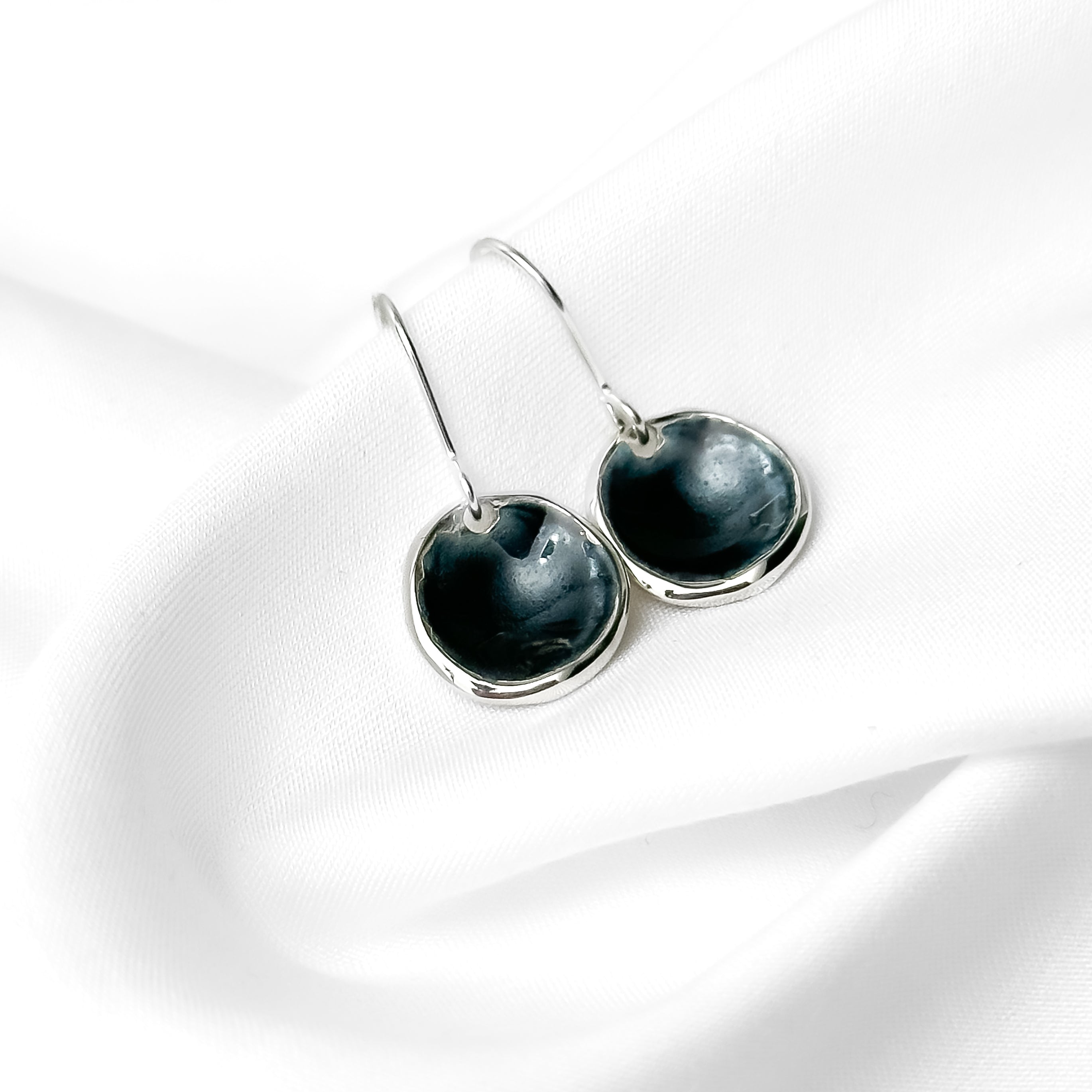 'Slate' Grey Silver Droplet Dangle Earrings