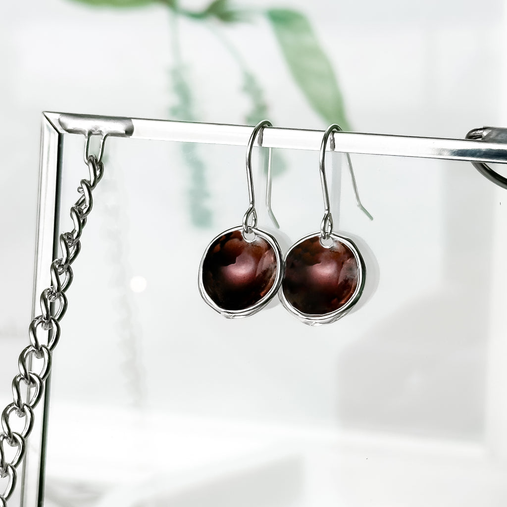 'Autumn Moors' Burgundy Droplet Dangle Earrings