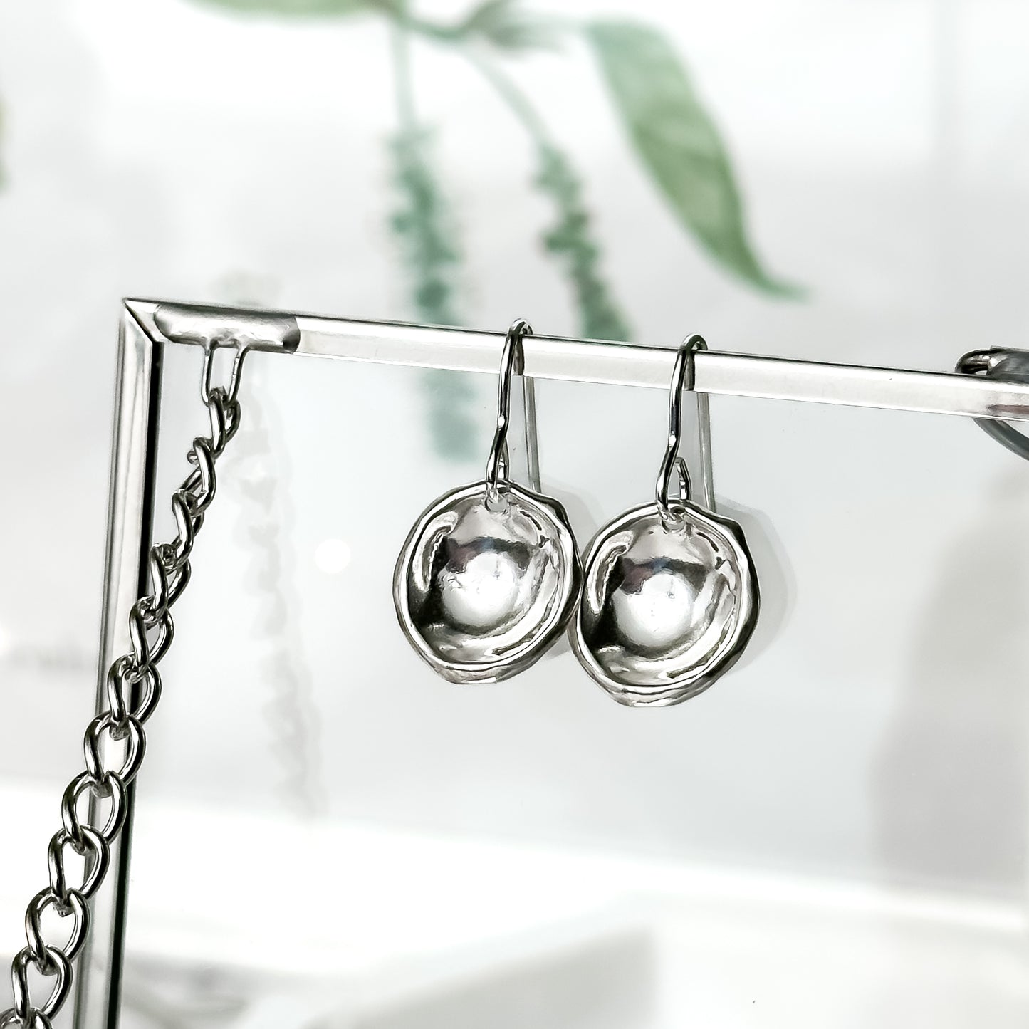 Silver Droplet Dangle Earrings