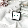 'Lost Forest' Green Enamel Silver Droplet Stud Earrings