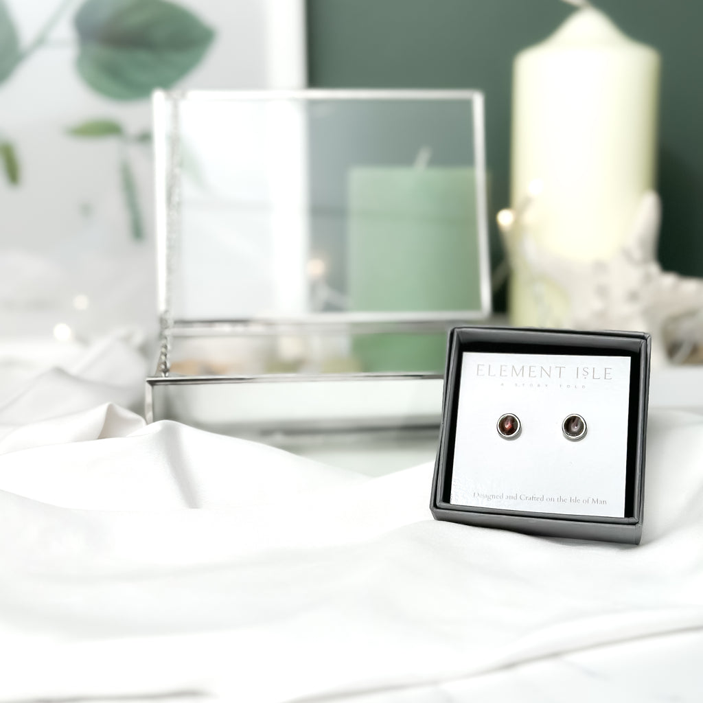 'Autumn Moors' Burgundy Droplet Stud Earrings