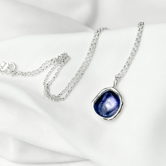 'Heather' Purple Silver Droplet Necklace