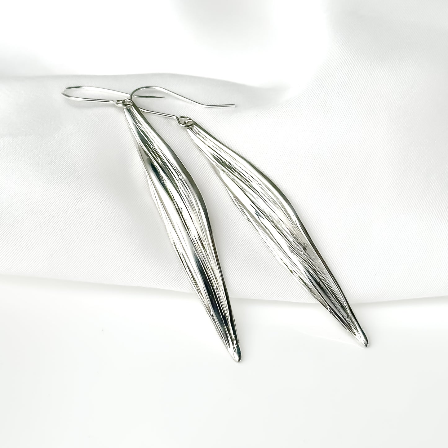 Long Sterling Silver Drift Earrings