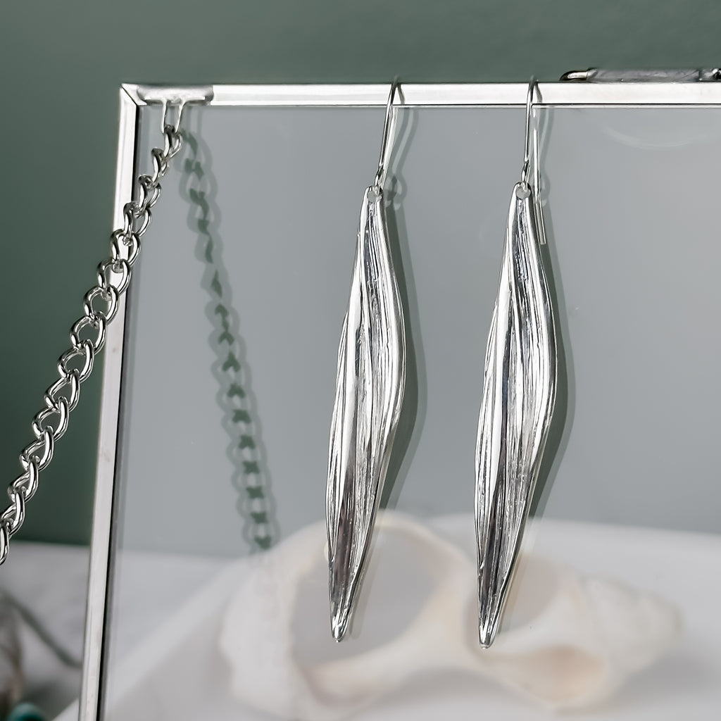 Long Sterling Silver Drift Earrings