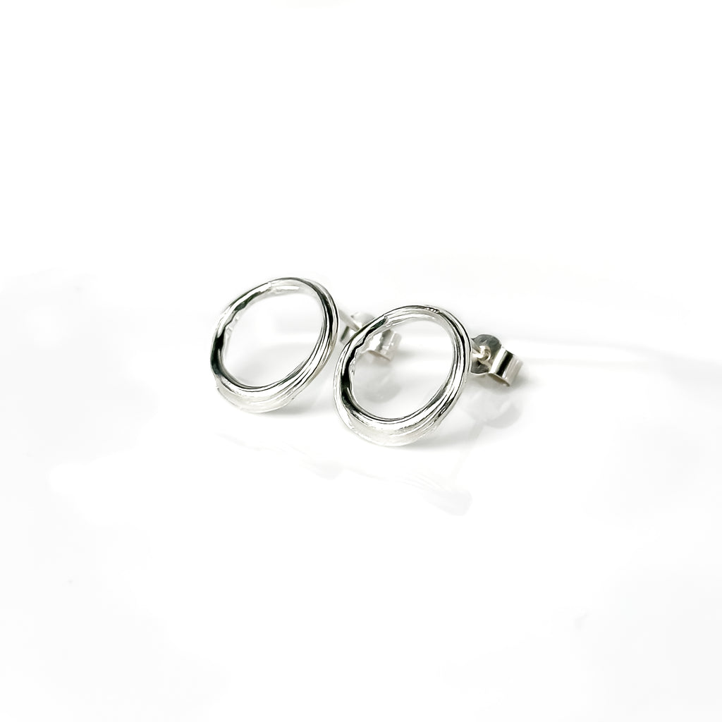 Drift Round Sterling Silver Stud Earrings
