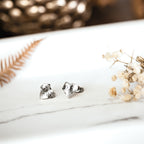Silver Ivy Leaf Heart Stud Earrings