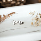 Silver Ivy Leaf Heart Stud Earrings