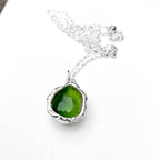 Sterling Silver 'Hidden Glen' Green Enamel Droplet Necklace