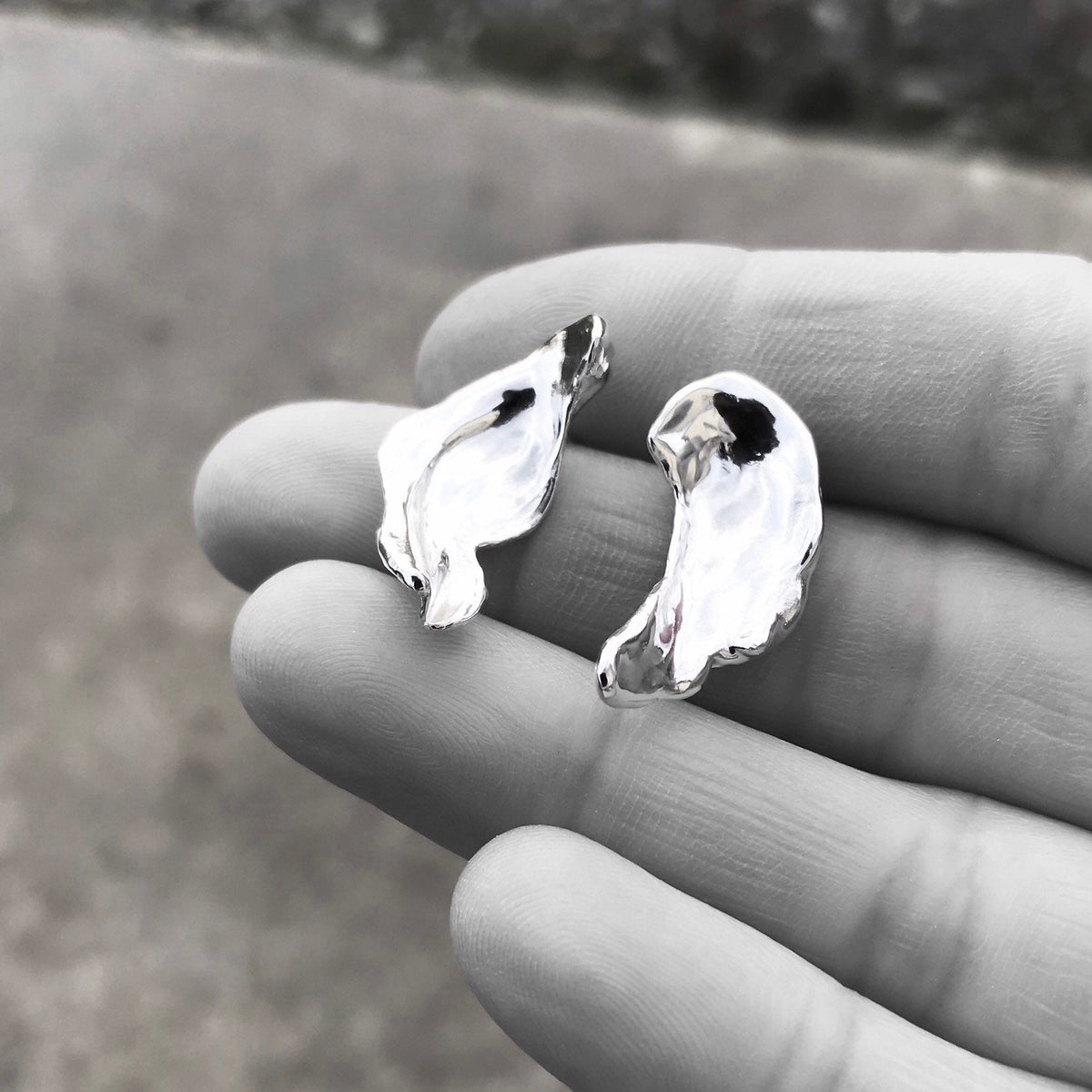 Silver Droplet Wing Earrings