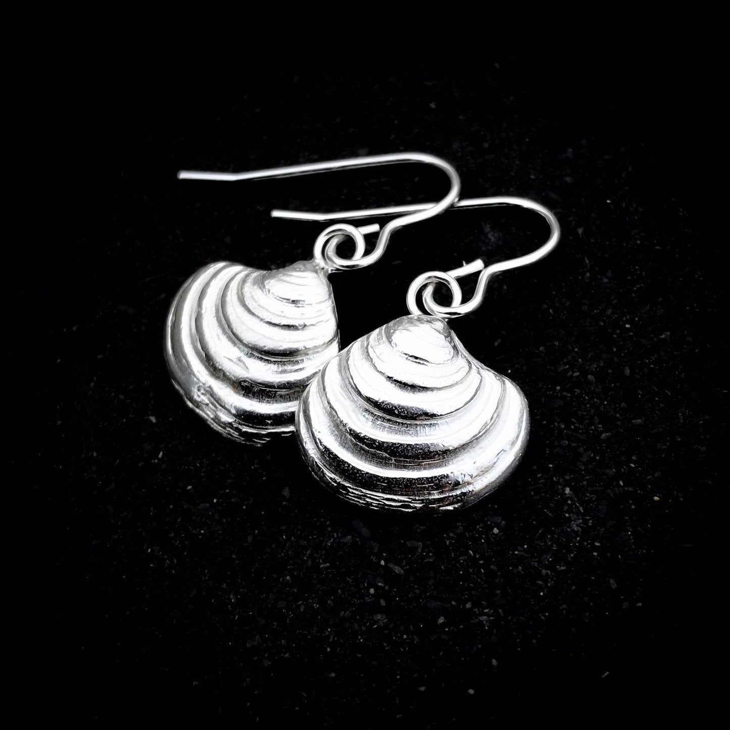 Sterling Silver Venus Clam Shell Dangle Earrings