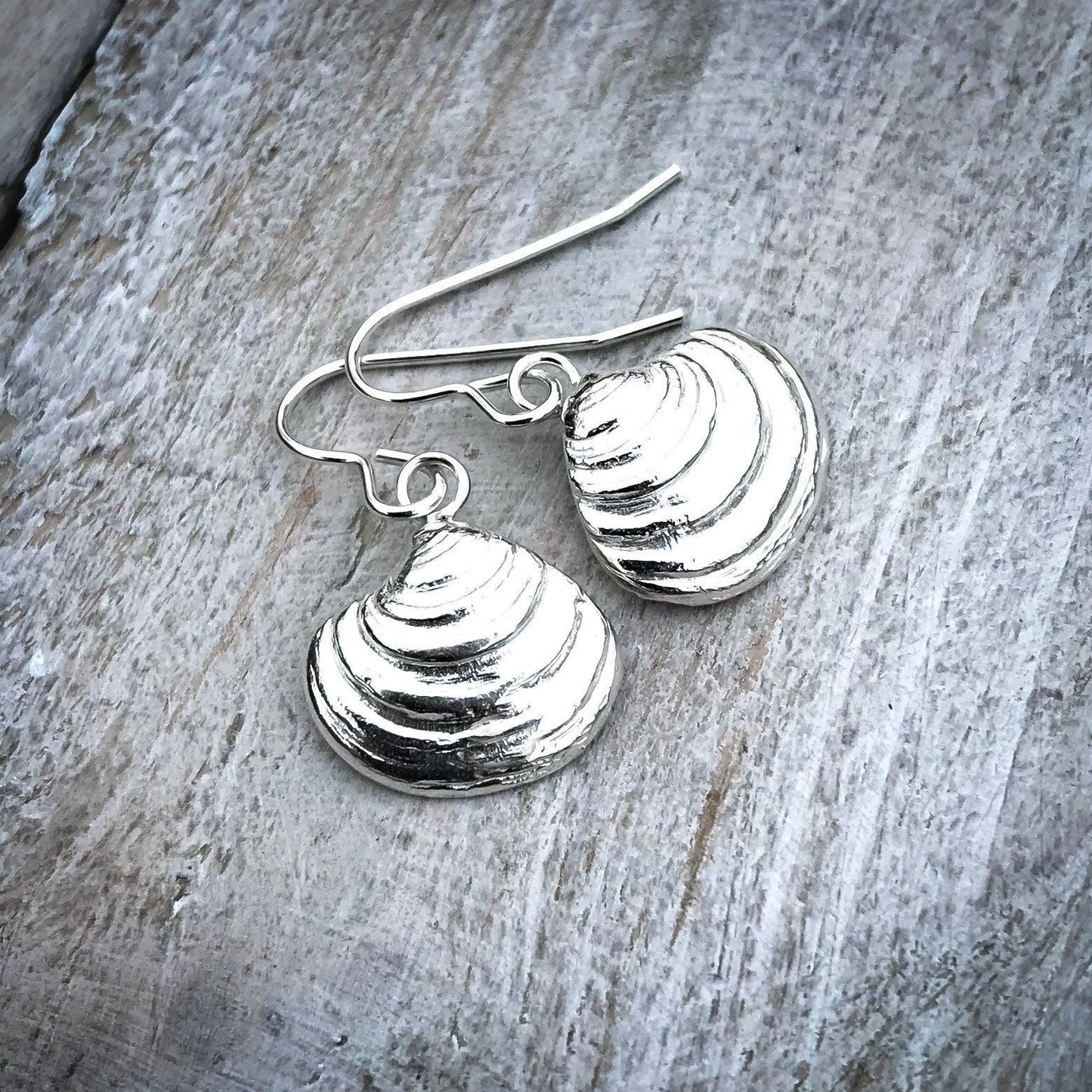 Sterling Silver Venus Clam Shell Dangle Earrings