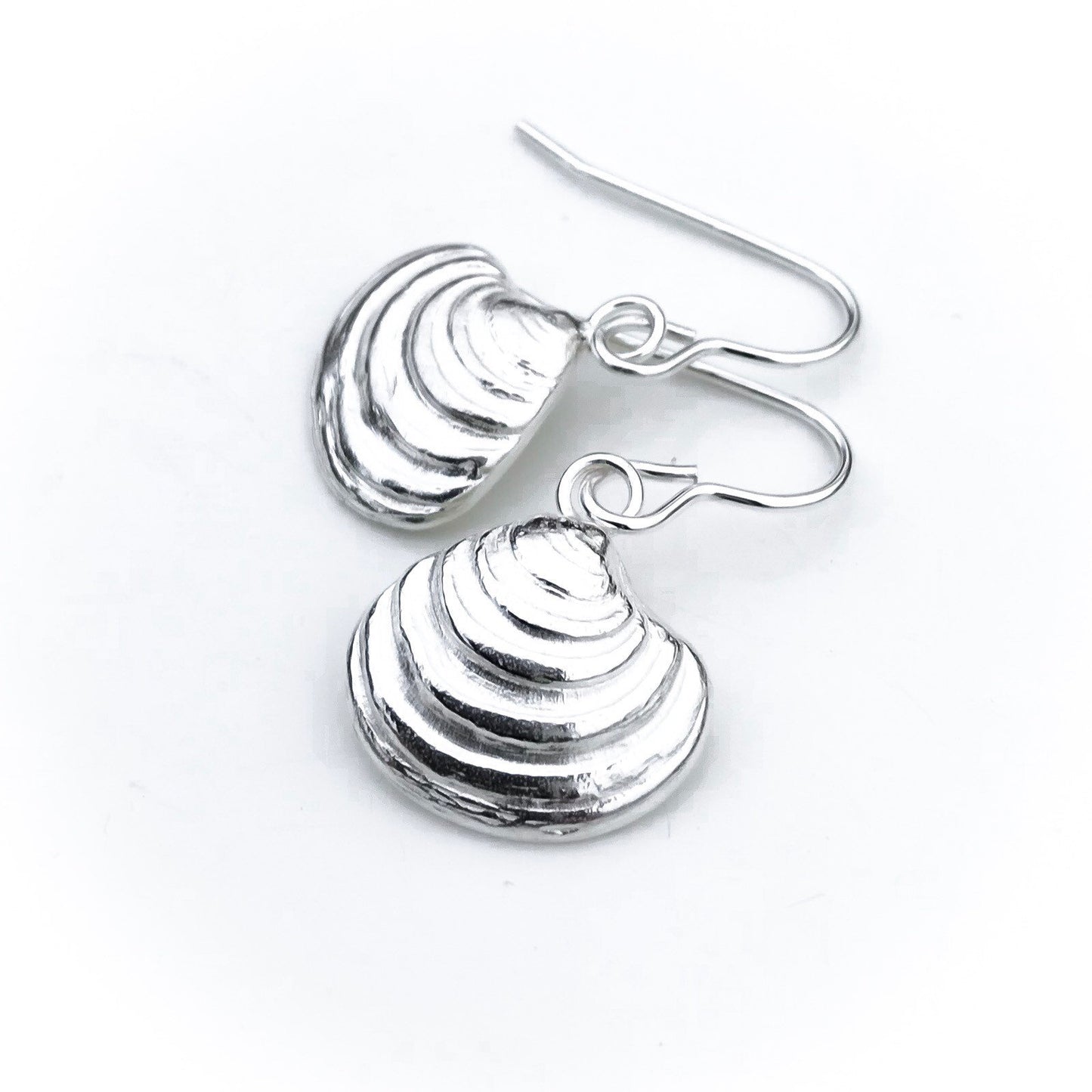 Sterling Silver Venus Clam Shell Dangle Earrings