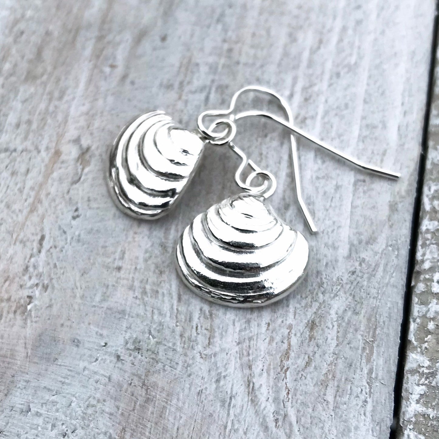 Sterling Silver Venus Clam Shell Dangle Earrings