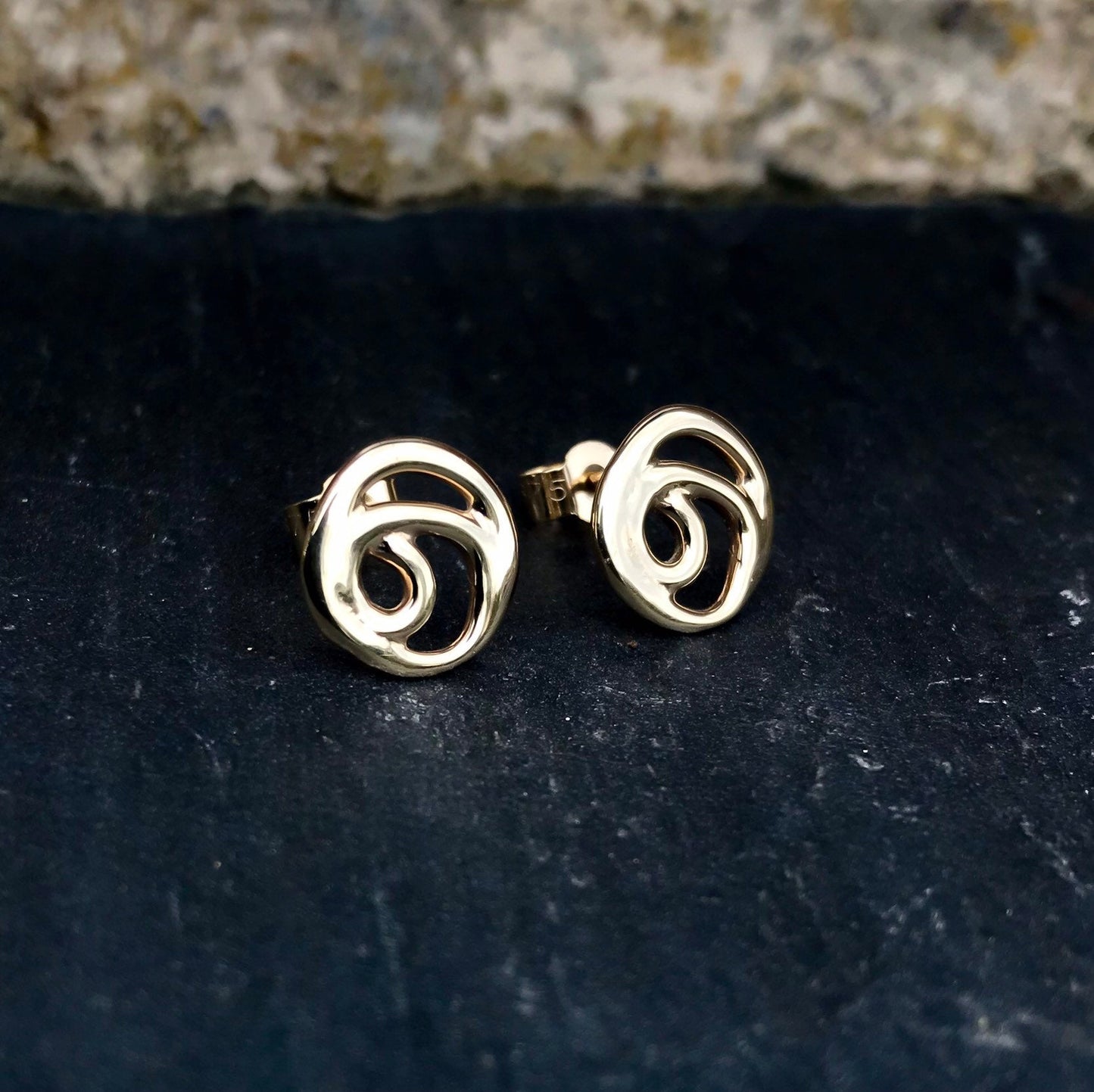 Gold Organic Design Stud Earrings