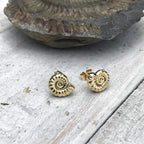 Gold Ammonite Fossil Stud Earrings