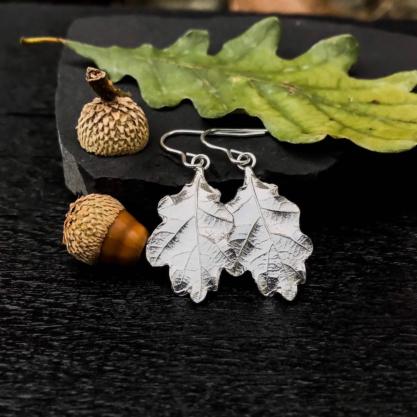 Silver Oak Leaf Earrings