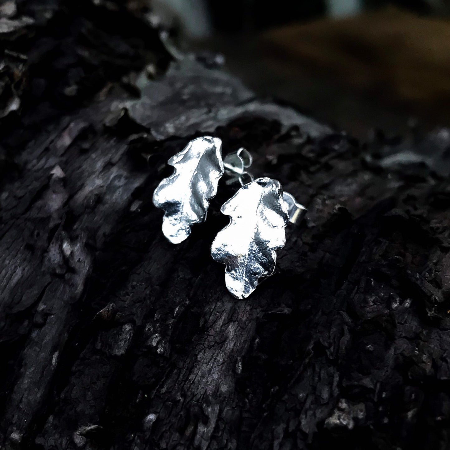 Silver Oak Leaf Stud Earrings