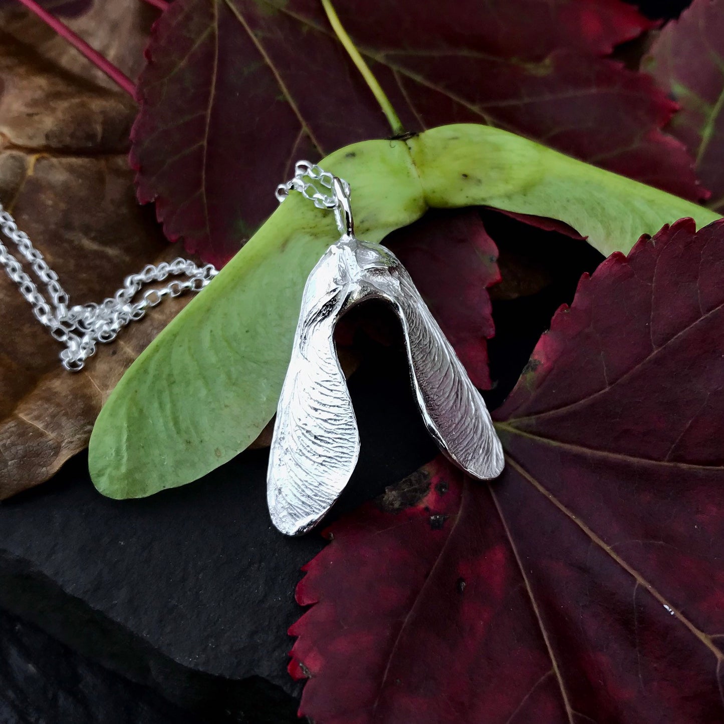 Sterling Silver Sycamore 'Helicopter Seed' Necklace