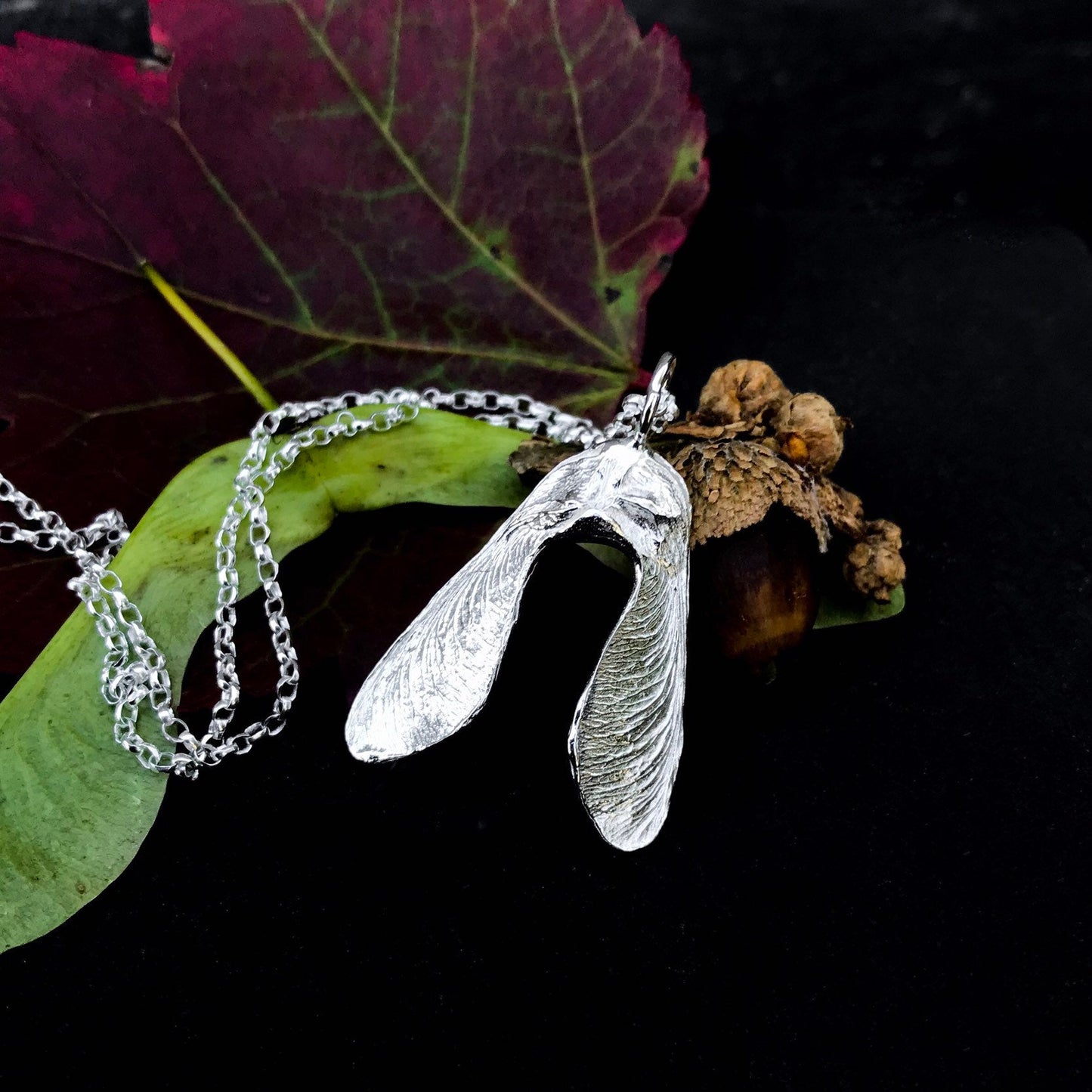 Sterling Silver Sycamore 'Helicopter Seed' Necklace