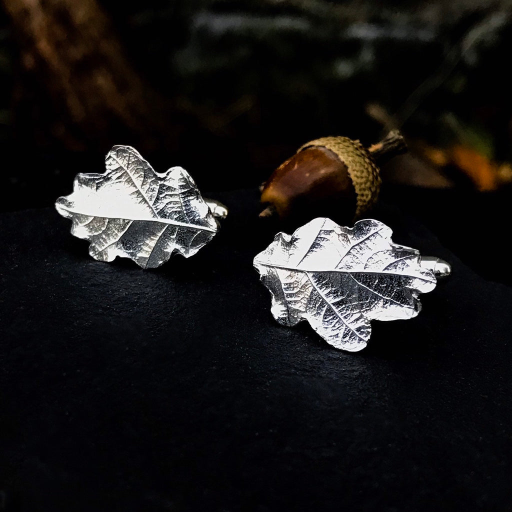 Sterling Silver Oak Leaf Cufflinks