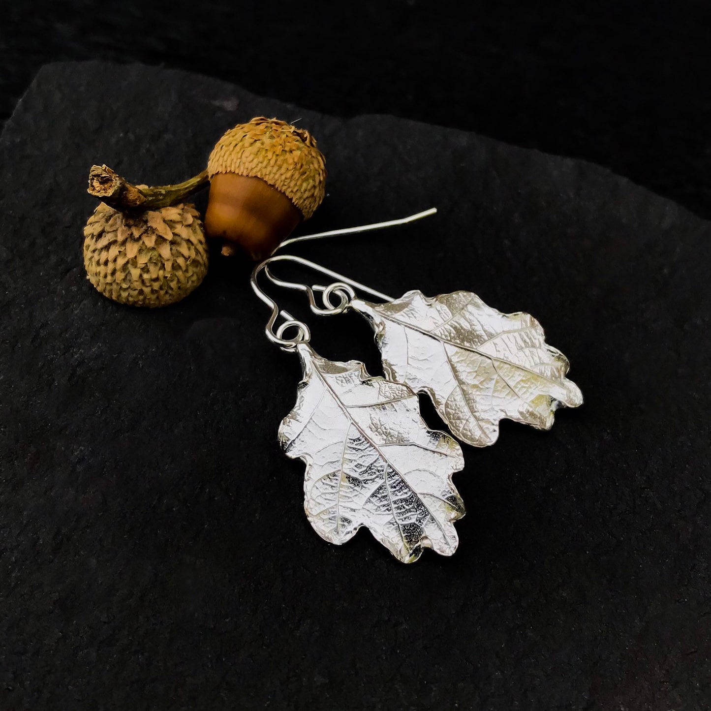 Silver Oak Leaf Earrings