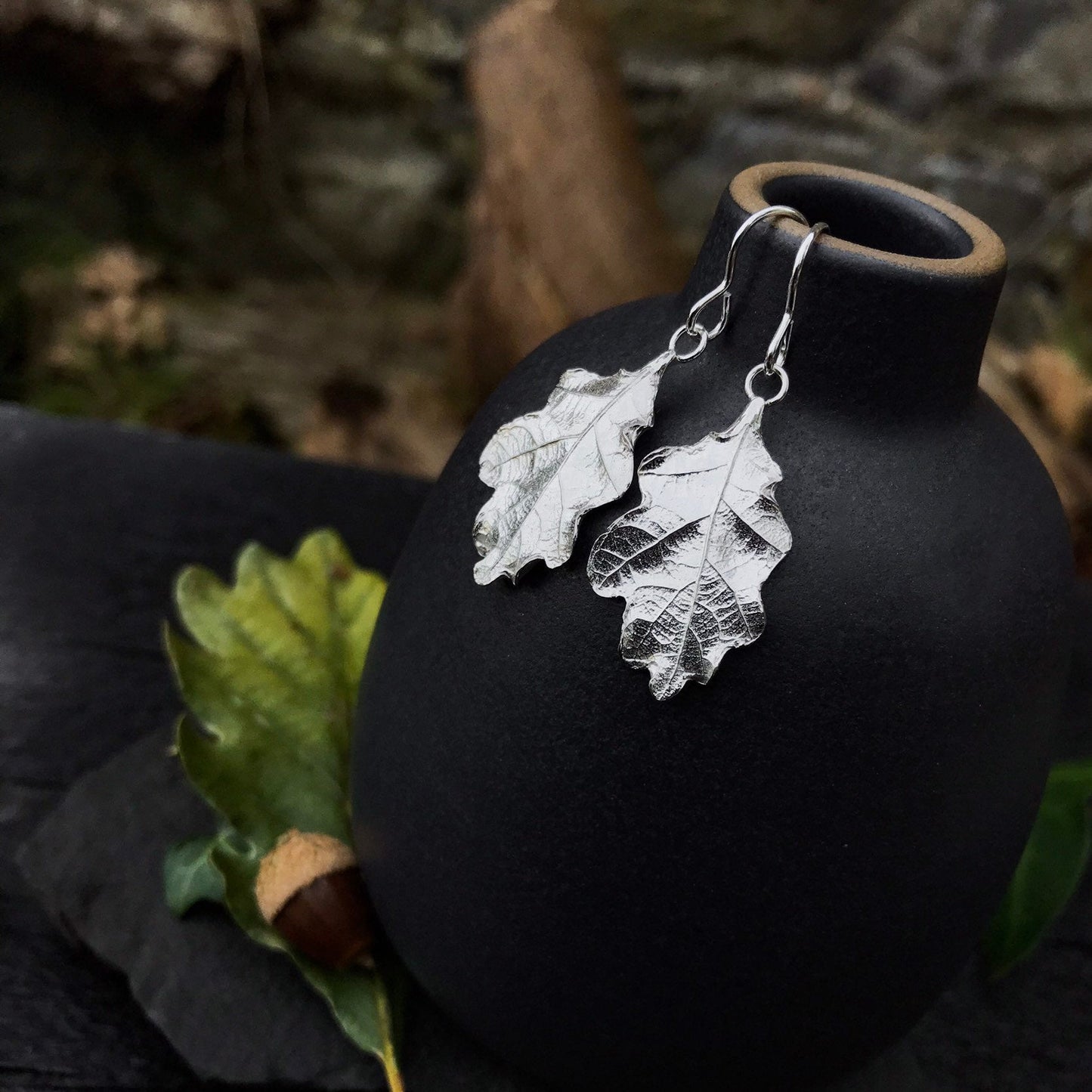 Silver Oak Leaf Earrings