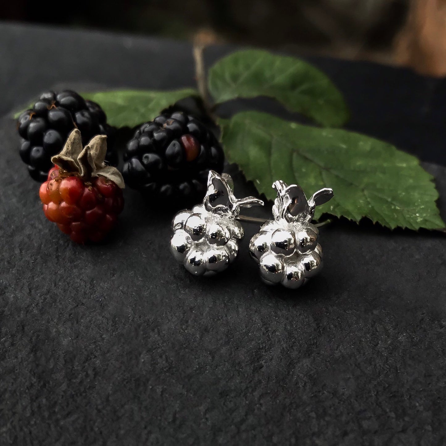 Silver Blackberry Stud Earrings