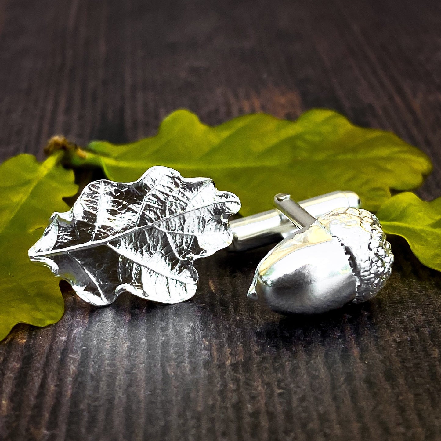 Sterling Silver Acorn and Oak Leaf Cufflinks