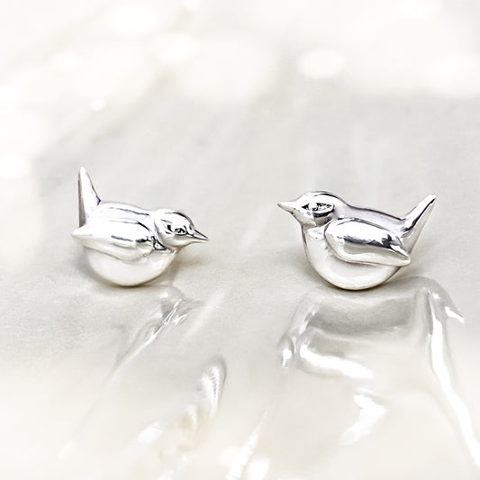 Sterling Silver Wren Stud Earrings